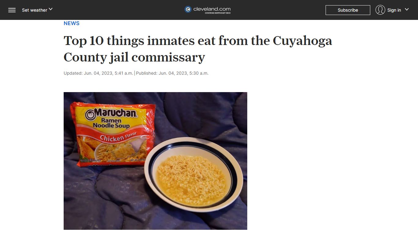 Top 10 things inmates eat from the Cuyahoga County jail commissary